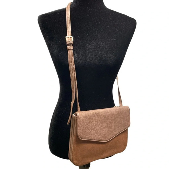 Moda Luxe Amelia Suede Detail Crossbody Bag Neutral - Picture 1 of 10